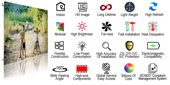 Wewnętrzny kolorowy wyświetlacz LED HD P3 Dostosowany elastyczny Jasność powyżej 1300 Cd