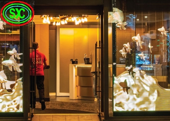 Ekran LED z przejrzystą siecią szklanej w pomieszczeniach komercyjnych P3.91-7.82 W pełnym kolorze