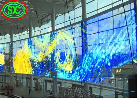 Chiny Wnętrza P3.9-7.8 pełnobarwny przezroczysty ekran LED Smd Skrzywiony