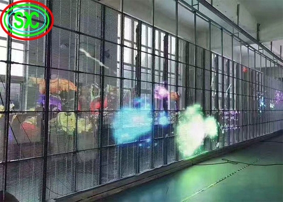 Przejrzysty ekran LED w pomieszczeniach wewnętrznych P3.9-7.8 W pełni kolorowy SMD z zakrzywioną ścianą LED Video Glass For Showcase
