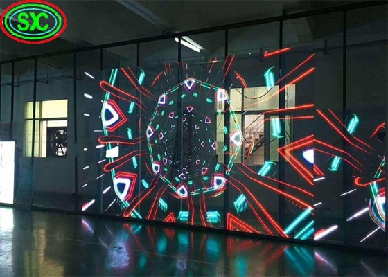Wnętrze P3.9-7.8 pełnobarwny przezroczysty ekran LED Smd Skrzywione szkło do wystawy