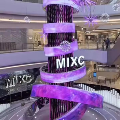 Zewnętrzny wyświetlacz 360° Cylinder LED Display Kolumna krzywy ekran Reklamowy billboard