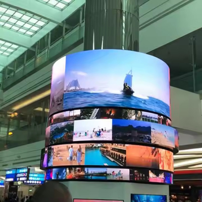 Zewnętrzny wyświetlacz 360° Cylinder LED Display Kolumna krzywy ekran Reklamowy billboard