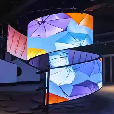 Zewnętrzny wyświetlacz 360 stopni z cylindrem LED Kolumna krzywy ekran Reklamowy billboard
