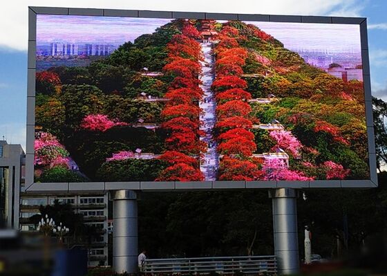 Wodoodporny Duży billboard LED P6 z ramą stałą, ekran reklamowy naścienny uliczny