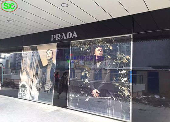 Wysokiej jasności Przejrzysty panel LED, pełnobarwne znaki SMD2121 LED transparentny wyświetlacz