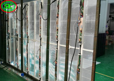 Wnętrze P3.91 Przejrzysty ekran LED Szklane okna Aluminiowa szafa Materiał LED przezroczysty ekran