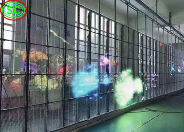 Wnętrze P3.91 Przejrzysty ekran LED Szklane okna Aluminiowa szafa Materiał LED przezroczysty ekran