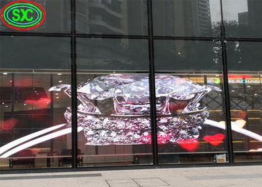 Przejrzysty ekran LED w pomieszczeniach wewnętrznych P3.9-7.8 W pełni kolorowy SMD z zakrzywioną ścianą LED Video Glass For Showcase