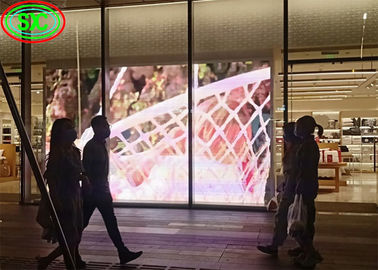 Przejrzysty ekran LED w pomieszczeniach wewnętrznych P3.9-7.8 W pełni kolorowy SMD z zakrzywioną ścianą LED Video Glass For Showcase