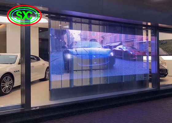 Przejrzysty ekran LED w pomieszczeniach wewnętrznych P3.9-7.8 W pełni kolorowy SMD z zakrzywioną ścianą LED Video Glass For Showcase