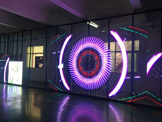 Materiał plastikowy Ultracienkie pełnokolorowe ekrano LED Przejrzystość ściany wideo Wyposażone w lampę LED SMD2121