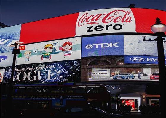 P10 Zewnętrzny ekran LED, wodoodporna zakrzywiona ściana wideo IP65