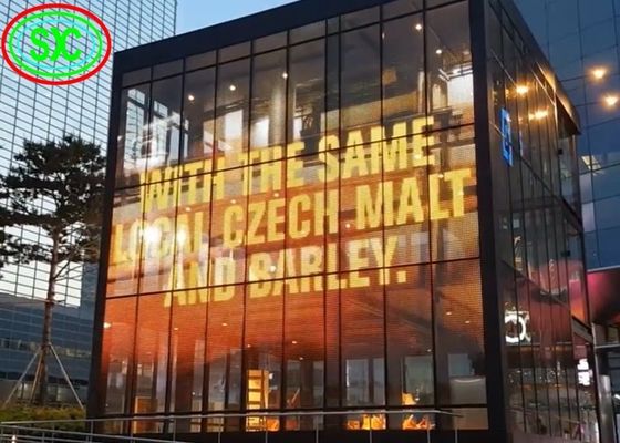 IP43 wodoodporny materiał szafy aluminiowej Przejrzysty ekran LED G3.91-7.82 do reklamy zewnętrznej