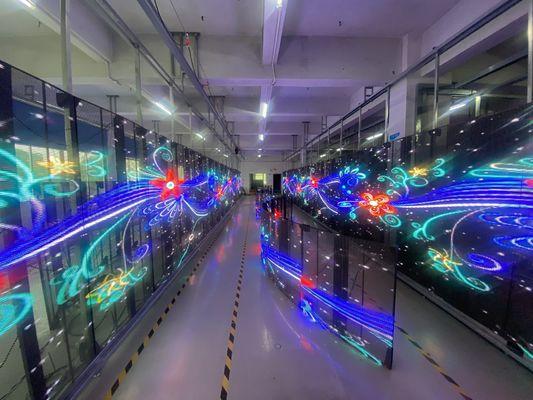 Dobra cena Przejrzysty wyświetlacz plakatu zasłony LED Cylinder 62500 punktów/m2 SMD2121 w Internecie