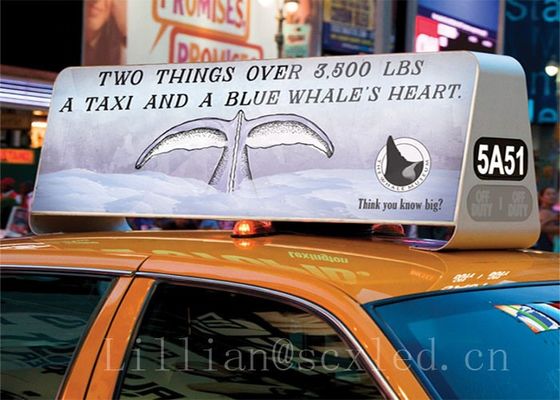 Wodoszczelny wyświetlacz znaków samochodowych LED, zewnętrzny pełnokolorowy dach taksówki, ekran podwójny