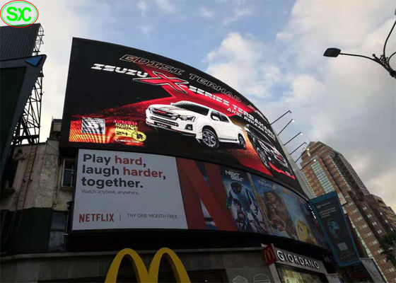 Zakrzywione ekrany wielkoformatowe P10 Outdoor Led, ekran wideo Led SMD3535 IP65