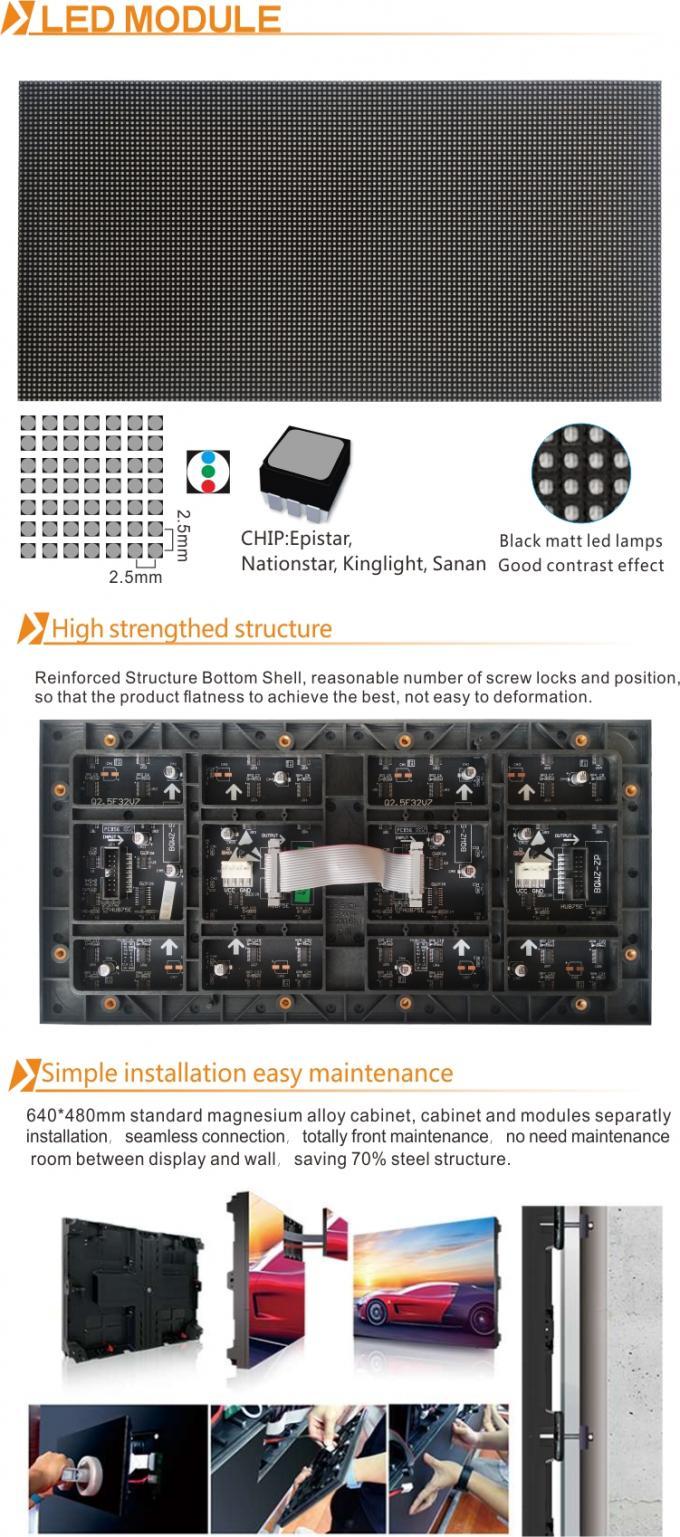 P2-32S Moduł wyświetlacza LED w pełnym kolorze w pomieszczeniach wewnętrznych z ciągłym napędem i wymiarem szafy 640*640mm 4