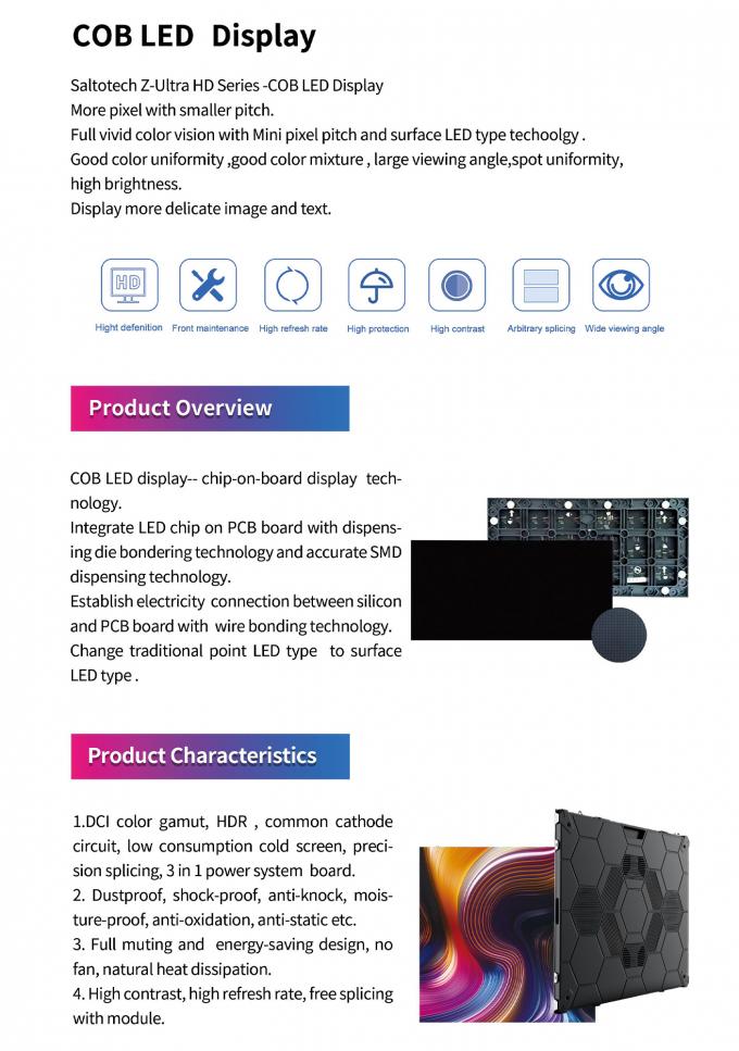 COB UHD 4K P0.9 P1.2 P1.5 P1.8 Indoor Fixed LED Screen P1.2 1.56 LED Display Panel Full Color LED Video Wall 1